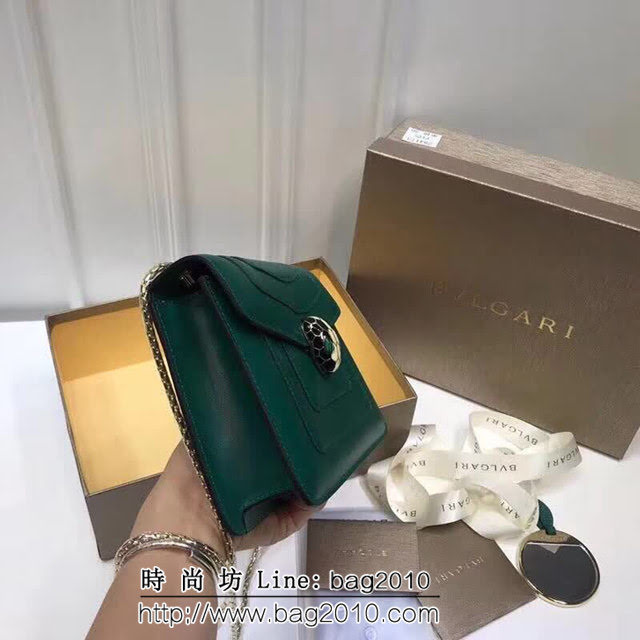 BVLGARI寶格麗 專櫃新款 蛇頭扣環 單層蛇頭包 鏈條單肩斜挎包 祖母綠 B283558 FYD1313